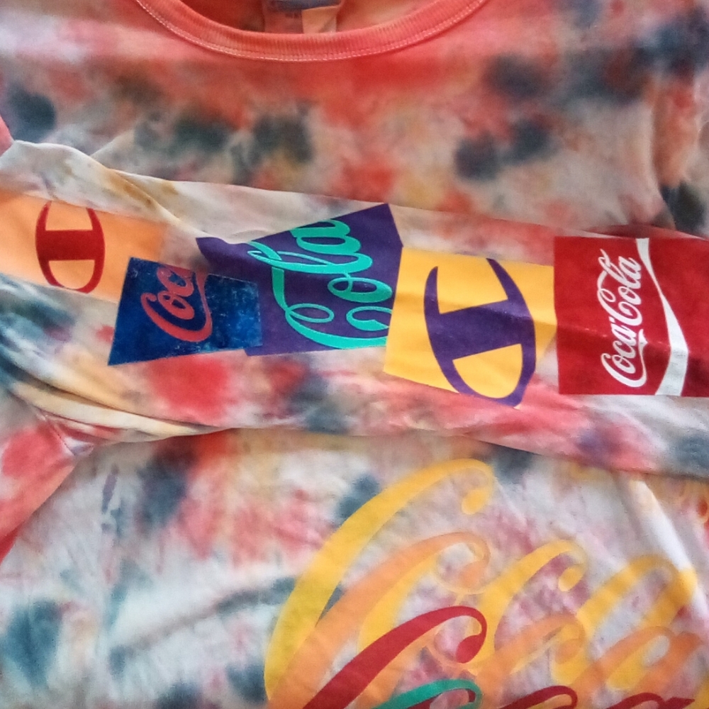 🏆Champion Coca-Cola Custom Tie Dye Long Sleeve Shirt, M🏆 - Picture 5 of 7